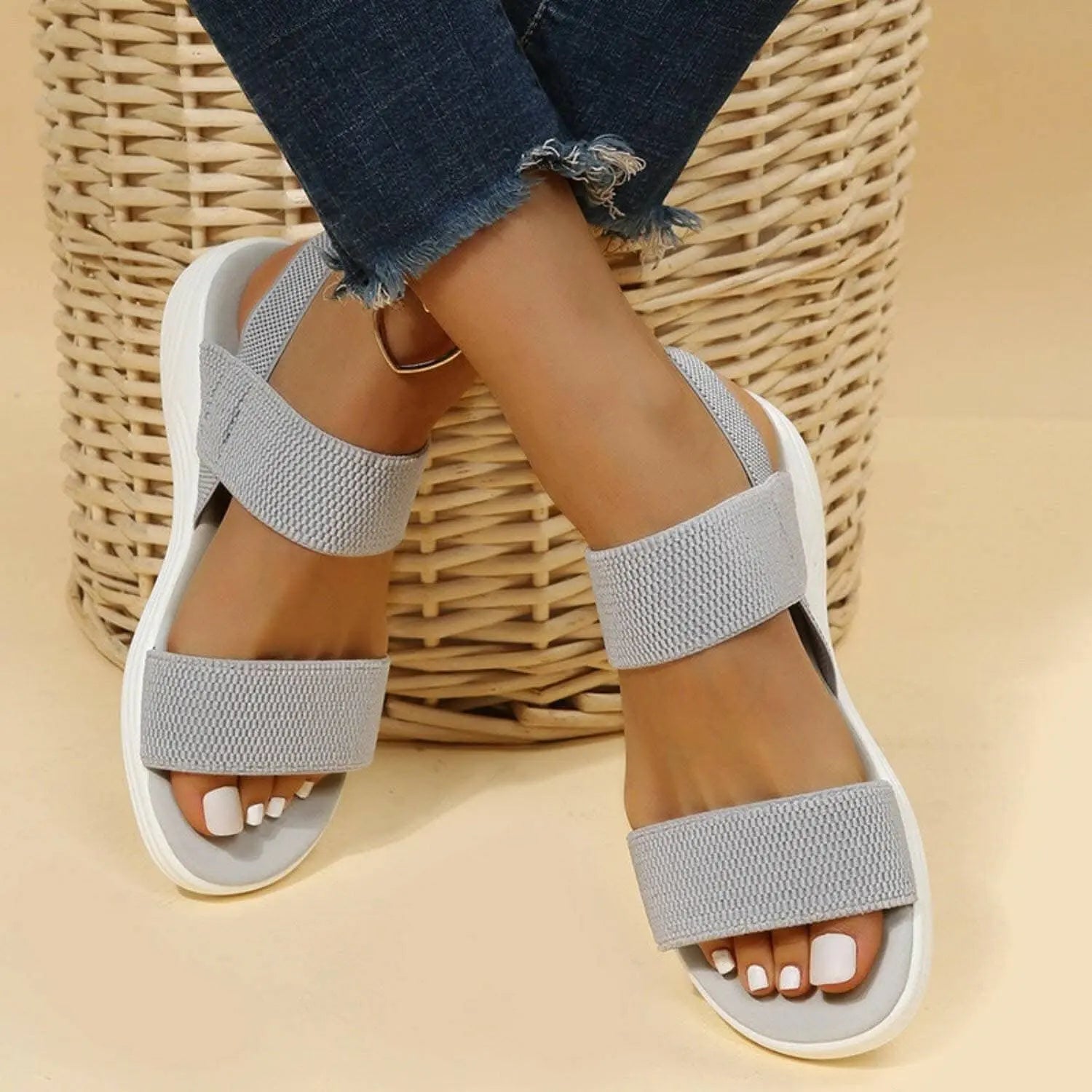 Comfortable low heel rubber sandals - Love Salve